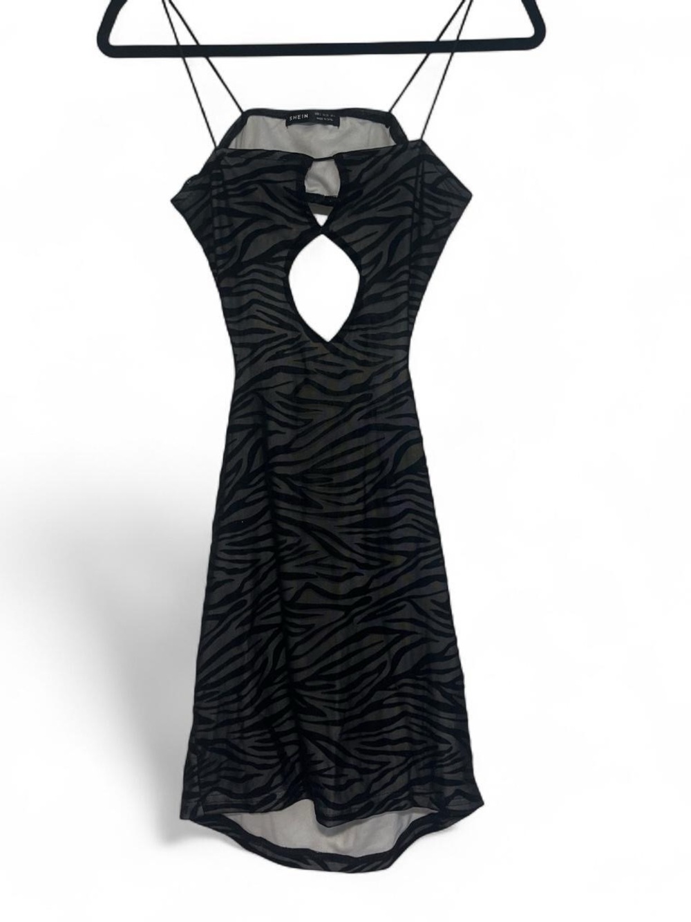 Black Zebra-Print Cutout Mini Dress